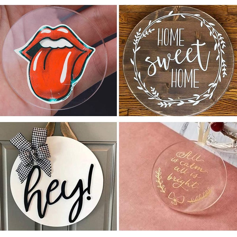 HYNNIO 10 Pieces Clear Circle Acrylic Sheet, 1/8 "" Thickness, 5 Inch Plexiglass Circle Acrylic Disc Transparent Round Acrylic Blank Sign for Name Cards, Cricut Cutting, Painting and DIY Projects - Image 3